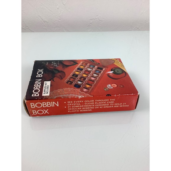 Vintage Bobbin Box 21 compartments see through box NEW old stock - Picture 2 of 7